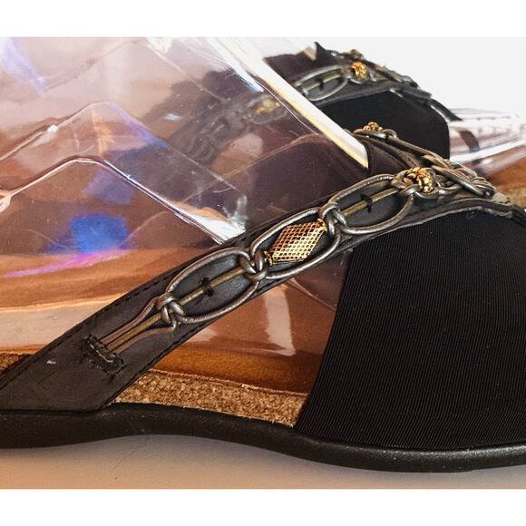 Naot Sz 39 US 8.5 Jennifer Black Stretch Fabric Strp Unique Piping Silver Beads - Picture 8 of 10